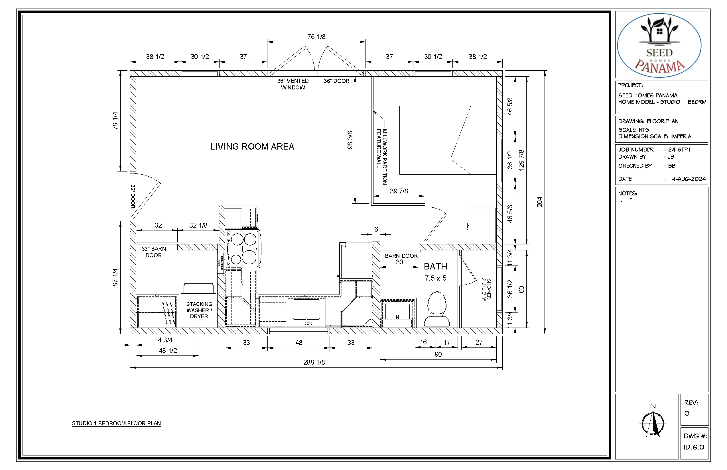 Studio one bedroom floor plan